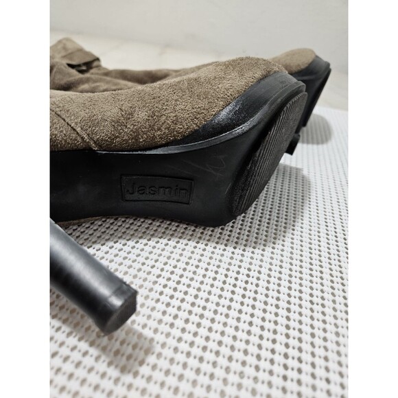 Jasmin Women's Boots Size 8M High Heel Slouch Taupe Fabric Upper Platform - Picture 6 of 9